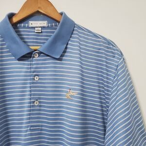 Peter Millar Golf Blue Striped Men's Polo Shirt Large